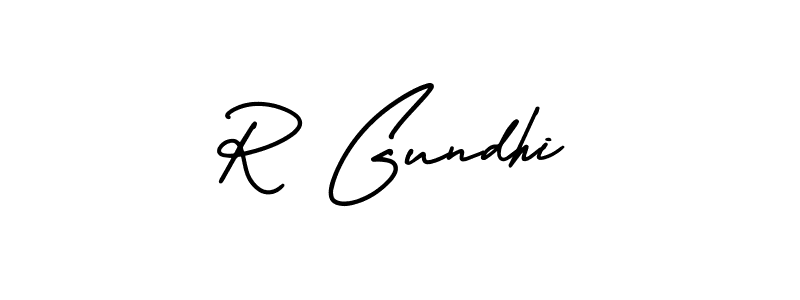 The best way (AmerikaSignatureDemo-Regular) to make a short signature is to pick only two or three words in your name. The name R Gundhi include a total of six letters. For converting this name. R Gundhi signature style 3 images and pictures png