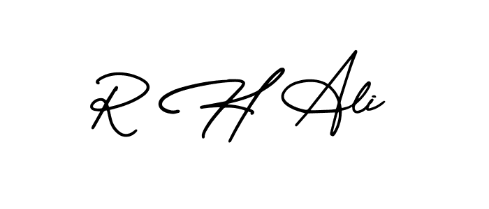 Design your own signature with our free online signature maker. With this signature software, you can create a handwritten (AmerikaSignatureDemo-Regular) signature for name R H Ali. R H Ali signature style 3 images and pictures png