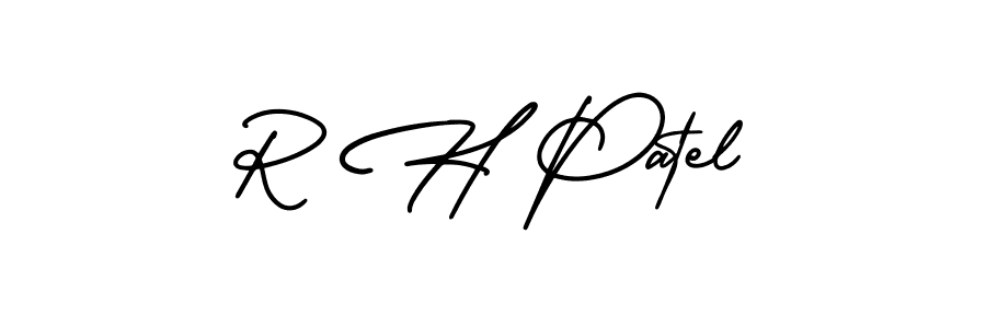 You should practise on your own different ways (AmerikaSignatureDemo-Regular) to write your name (R H Patel) in signature. don't let someone else do it for you. R H Patel signature style 3 images and pictures png