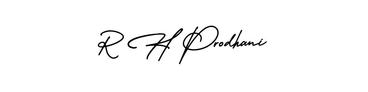 How to make R H Prodhani name signature. Use AmerikaSignatureDemo-Regular style for creating short signs online. This is the latest handwritten sign. R H Prodhani signature style 3 images and pictures png