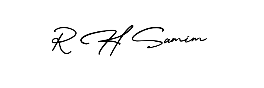 Also You can easily find your signature by using the search form. We will create R H Samim name handwritten signature images for you free of cost using AmerikaSignatureDemo-Regular sign style. R H Samim signature style 3 images and pictures png