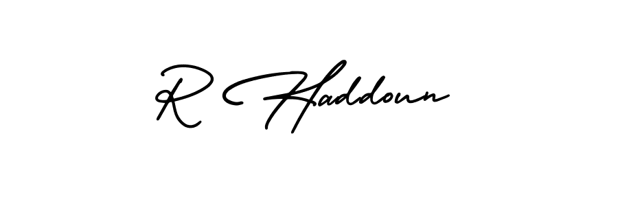 Also we have R Haddoun name is the best signature style. Create professional handwritten signature collection using AmerikaSignatureDemo-Regular autograph style. R Haddoun signature style 3 images and pictures png