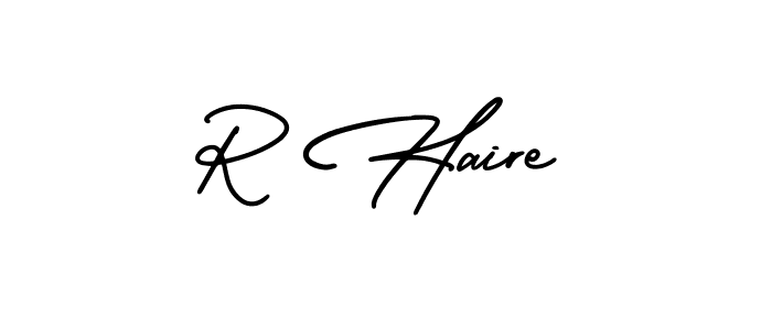 How to make R Haire name signature. Use AmerikaSignatureDemo-Regular style for creating short signs online. This is the latest handwritten sign. R Haire signature style 3 images and pictures png