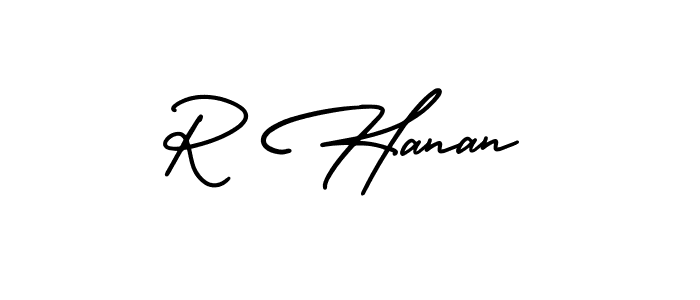 R Hanan stylish signature style. Best Handwritten Sign (AmerikaSignatureDemo-Regular) for my name. Handwritten Signature Collection Ideas for my name R Hanan. R Hanan signature style 3 images and pictures png