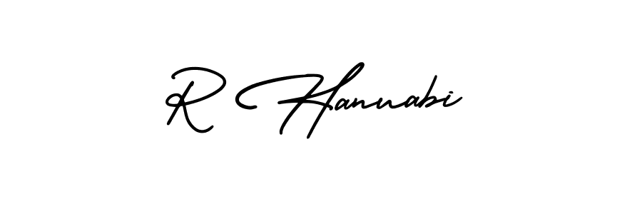 Design your own signature with our free online signature maker. With this signature software, you can create a handwritten (AmerikaSignatureDemo-Regular) signature for name R Hanuabi. R Hanuabi signature style 3 images and pictures png