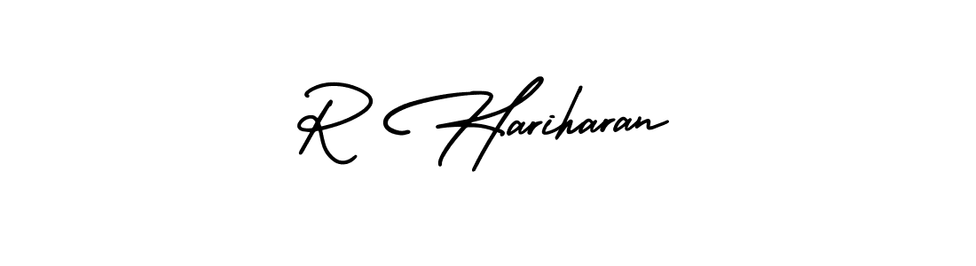 You should practise on your own different ways (AmerikaSignatureDemo-Regular) to write your name (R Hariharan) in signature. don't let someone else do it for you. R Hariharan signature style 3 images and pictures png
