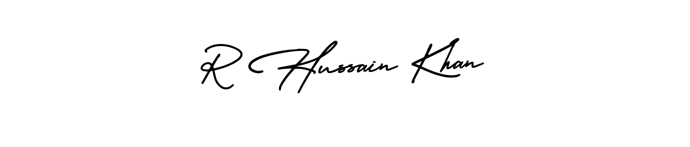 Use a signature maker to create a handwritten signature online. With this signature software, you can design (AmerikaSignatureDemo-Regular) your own signature for name R Hussain Khan. R Hussain Khan signature style 3 images and pictures png