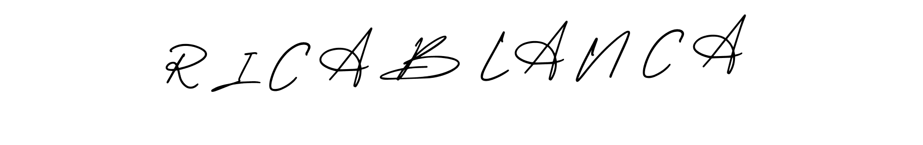 This is the best signature style for the R I C A B L A N C A name. Also you like these signature font (AmerikaSignatureDemo-Regular). Mix name signature. R I C A B L A N C A signature style 3 images and pictures png