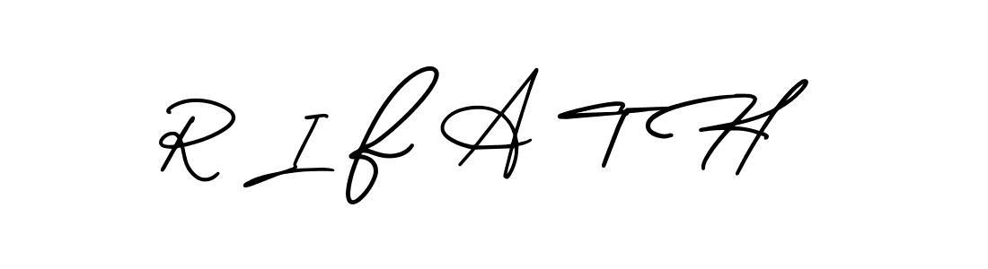 You should practise on your own different ways (AmerikaSignatureDemo-Regular) to write your name (R I F A T H) in signature. don't let someone else do it for you. R I F A T H signature style 3 images and pictures png