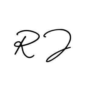 You should practise on your own different ways (AmerikaSignatureDemo-Regular) to write your name (R J) in signature. don't let someone else do it for you. R J signature style 3 images and pictures png