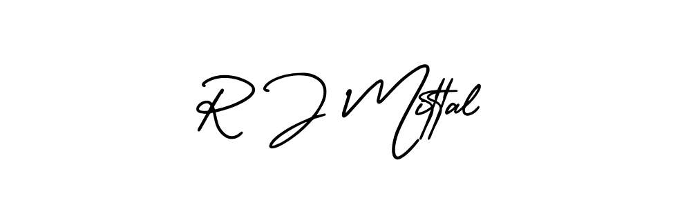 How to make R J Mittal name signature. Use AmerikaSignatureDemo-Regular style for creating short signs online. This is the latest handwritten sign. R J Mittal signature style 3 images and pictures png