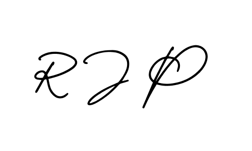 How to make R J P name signature. Use AmerikaSignatureDemo-Regular style for creating short signs online. This is the latest handwritten sign. R J P signature style 3 images and pictures png