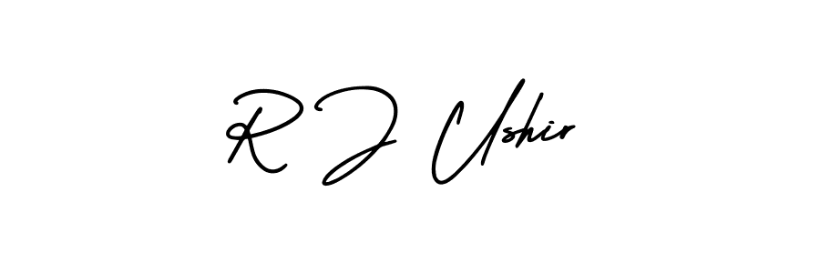 Design your own signature with our free online signature maker. With this signature software, you can create a handwritten (AmerikaSignatureDemo-Regular) signature for name R J Ushir. R J Ushir signature style 3 images and pictures png