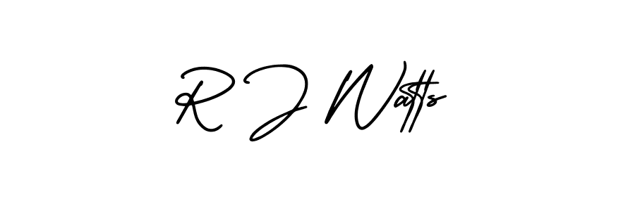 Create a beautiful signature design for name R J Watts. With this signature (AmerikaSignatureDemo-Regular) fonts, you can make a handwritten signature for free. R J Watts signature style 3 images and pictures png