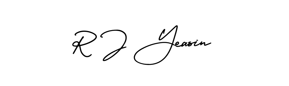 Make a beautiful signature design for name R J Yeasin. With this signature (AmerikaSignatureDemo-Regular) style, you can create a handwritten signature for free. R J Yeasin signature style 3 images and pictures png