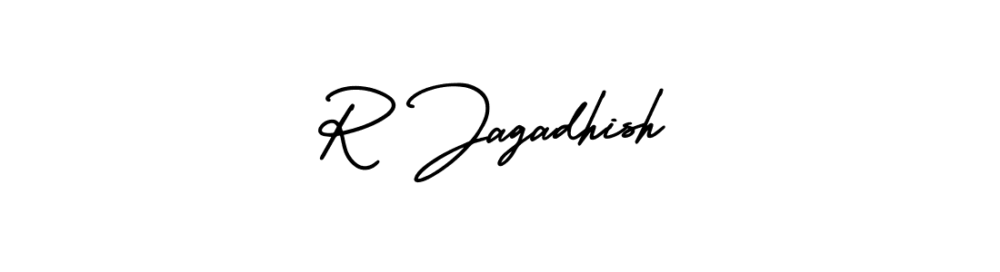 Use a signature maker to create a handwritten signature online. With this signature software, you can design (AmerikaSignatureDemo-Regular) your own signature for name R Jagadhish. R Jagadhish signature style 3 images and pictures png