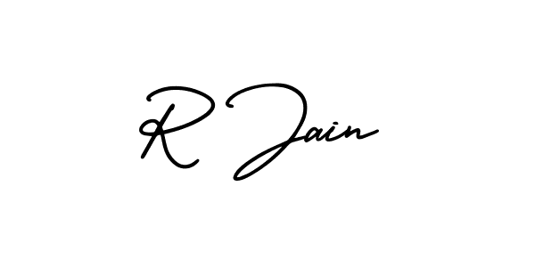 Use a signature maker to create a handwritten signature online. With this signature software, you can design (AmerikaSignatureDemo-Regular) your own signature for name R Jain. R Jain signature style 3 images and pictures png