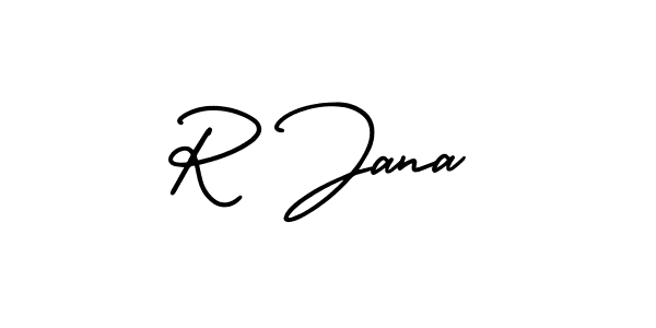 How to Draw R Jana signature style? AmerikaSignatureDemo-Regular is a latest design signature styles for name R Jana. R Jana signature style 3 images and pictures png