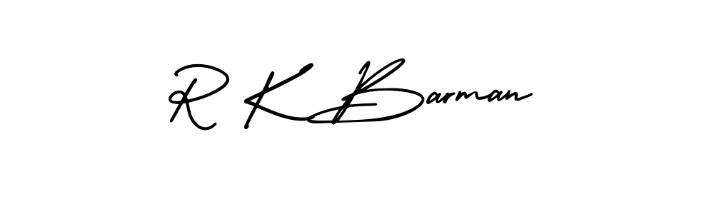 Use a signature maker to create a handwritten signature online. With this signature software, you can design (AmerikaSignatureDemo-Regular) your own signature for name R K Barman. R K Barman signature style 3 images and pictures png