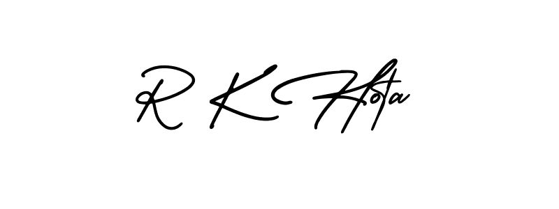 You should practise on your own different ways (AmerikaSignatureDemo-Regular) to write your name (R K Hota) in signature. don't let someone else do it for you. R K Hota signature style 3 images and pictures png