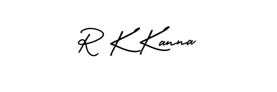 How to make R K Kanna name signature. Use AmerikaSignatureDemo-Regular style for creating short signs online. This is the latest handwritten sign. R K Kanna signature style 3 images and pictures png