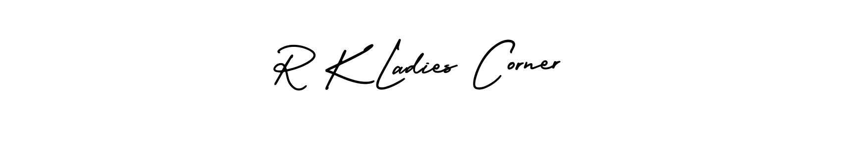 The best way (AmerikaSignatureDemo-Regular) to make a short signature is to pick only two or three words in your name. The name R K Ladies Corner include a total of six letters. For converting this name. R K Ladies Corner signature style 3 images and pictures png