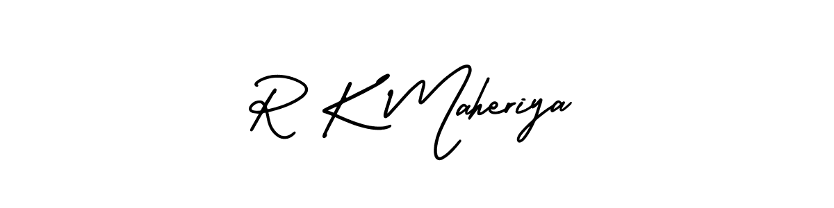 The best way (AmerikaSignatureDemo-Regular) to make a short signature is to pick only two or three words in your name. The name R K Maheriya include a total of six letters. For converting this name. R K Maheriya signature style 3 images and pictures png