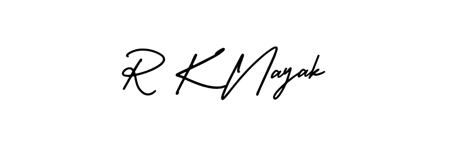 Create a beautiful signature design for name R K Nayak. With this signature (AmerikaSignatureDemo-Regular) fonts, you can make a handwritten signature for free. R K Nayak signature style 3 images and pictures png