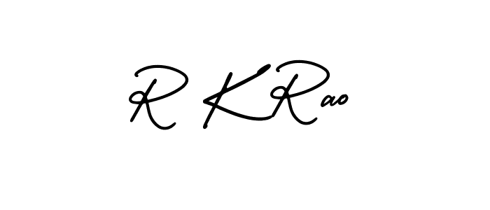 Use a signature maker to create a handwritten signature online. With this signature software, you can design (AmerikaSignatureDemo-Regular) your own signature for name R K Rao. R K Rao signature style 3 images and pictures png