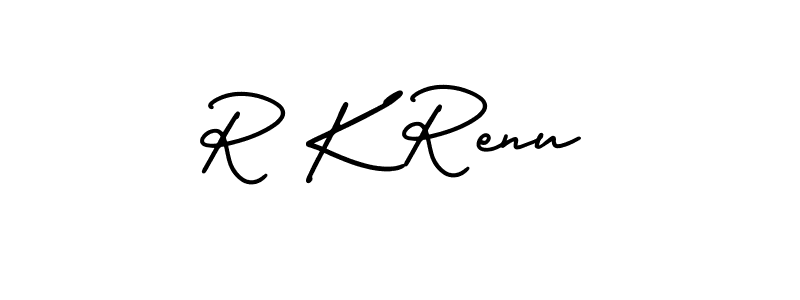 The best way (AmerikaSignatureDemo-Regular) to make a short signature is to pick only two or three words in your name. The name R K Renu include a total of six letters. For converting this name. R K Renu signature style 3 images and pictures png