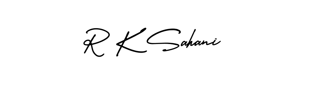 Create a beautiful signature design for name R K Sahani. With this signature (AmerikaSignatureDemo-Regular) fonts, you can make a handwritten signature for free. R K Sahani signature style 3 images and pictures png
