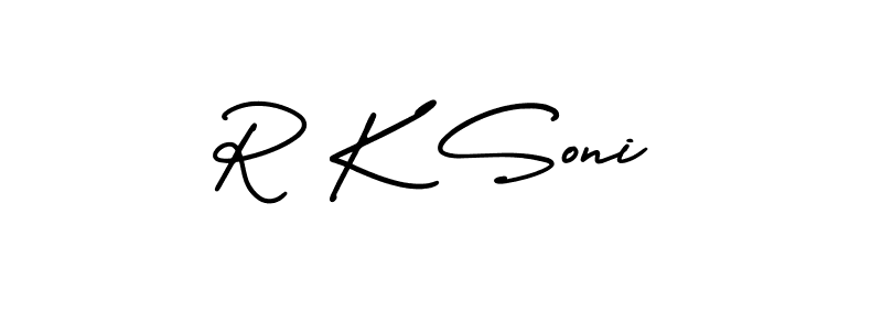 Also You can easily find your signature by using the search form. We will create R K Soni name handwritten signature images for you free of cost using AmerikaSignatureDemo-Regular sign style. R K Soni signature style 3 images and pictures png