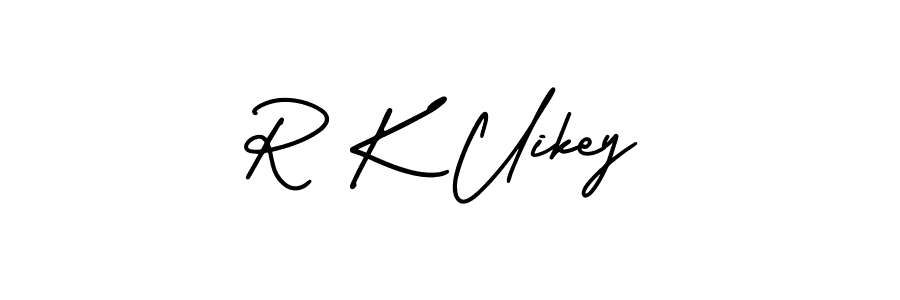 if you are searching for the best signature style for your name R K Uikey. so please give up your signature search. here we have designed multiple signature styles  using AmerikaSignatureDemo-Regular. R K Uikey signature style 3 images and pictures png
