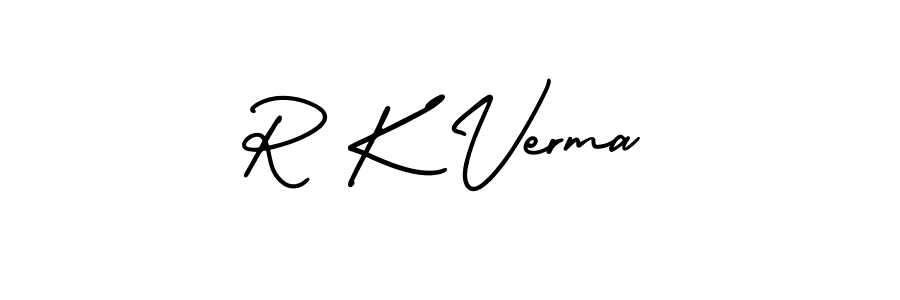 You should practise on your own different ways (AmerikaSignatureDemo-Regular) to write your name (R K Verma) in signature. don't let someone else do it for you. R K Verma signature style 3 images and pictures png