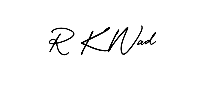 Make a beautiful signature design for name R K Wad. With this signature (AmerikaSignatureDemo-Regular) style, you can create a handwritten signature for free. R K Wad signature style 3 images and pictures png