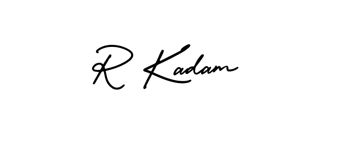 How to make R Kadam name signature. Use AmerikaSignatureDemo-Regular style for creating short signs online. This is the latest handwritten sign. R Kadam signature style 3 images and pictures png