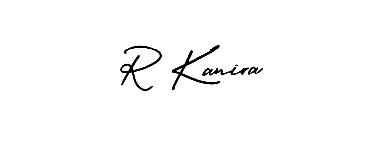 The best way (AmerikaSignatureDemo-Regular) to make a short signature is to pick only two or three words in your name. The name R Kanira include a total of six letters. For converting this name. R Kanira signature style 3 images and pictures png