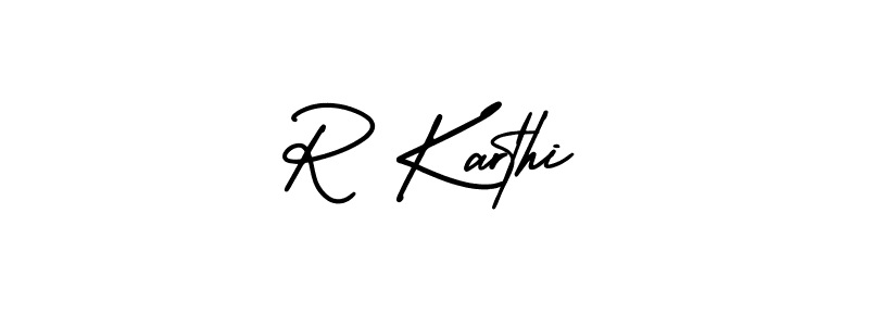 R Karthi stylish signature style. Best Handwritten Sign (AmerikaSignatureDemo-Regular) for my name. Handwritten Signature Collection Ideas for my name R Karthi. R Karthi signature style 3 images and pictures png