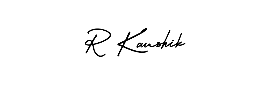 Use a signature maker to create a handwritten signature online. With this signature software, you can design (AmerikaSignatureDemo-Regular) your own signature for name R Kaushik. R Kaushik signature style 3 images and pictures png