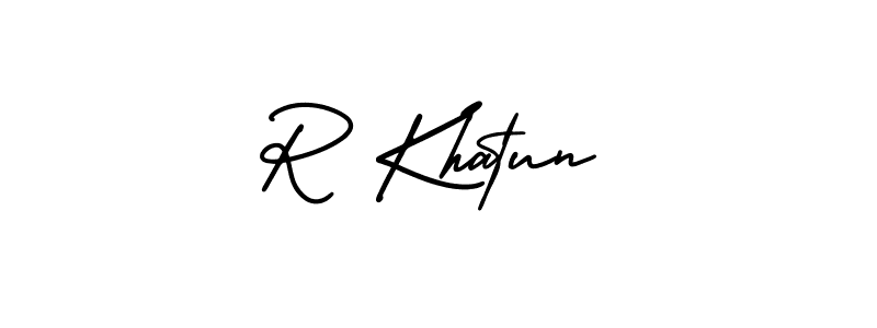 Design your own signature with our free online signature maker. With this signature software, you can create a handwritten (AmerikaSignatureDemo-Regular) signature for name R Khatun. R Khatun signature style 3 images and pictures png