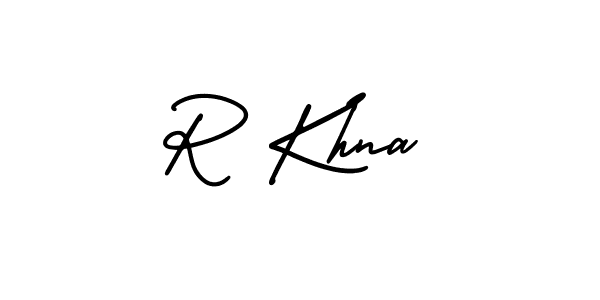 You should practise on your own different ways (AmerikaSignatureDemo-Regular) to write your name (R Khna) in signature. don't let someone else do it for you. R Khna signature style 3 images and pictures png