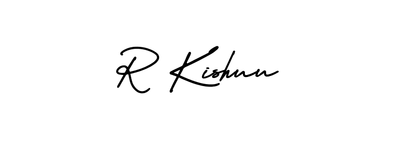 Similarly AmerikaSignatureDemo-Regular is the best handwritten signature design. Signature creator online .You can use it as an online autograph creator for name R Kishuu. R Kishuu signature style 3 images and pictures png