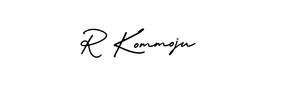 Make a beautiful signature design for name R Kommoju. With this signature (AmerikaSignatureDemo-Regular) style, you can create a handwritten signature for free. R Kommoju signature style 3 images and pictures png