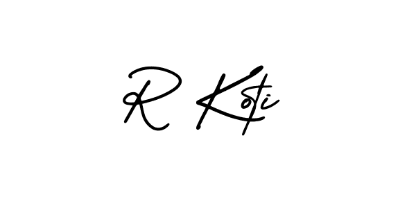 Similarly AmerikaSignatureDemo-Regular is the best handwritten signature design. Signature creator online .You can use it as an online autograph creator for name R Koti. R Koti signature style 3 images and pictures png