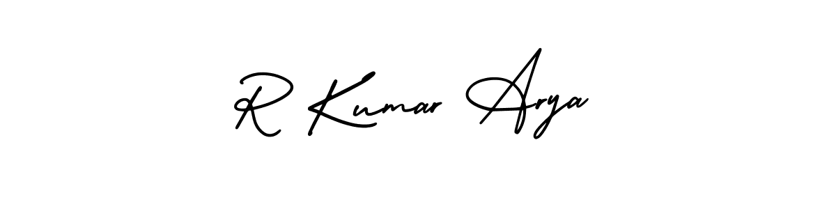 Use a signature maker to create a handwritten signature online. With this signature software, you can design (AmerikaSignatureDemo-Regular) your own signature for name R Kumar Arya. R Kumar Arya signature style 3 images and pictures png