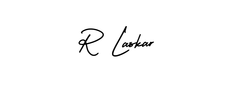 The best way (AmerikaSignatureDemo-Regular) to make a short signature is to pick only two or three words in your name. The name R Laskar include a total of six letters. For converting this name. R Laskar signature style 3 images and pictures png