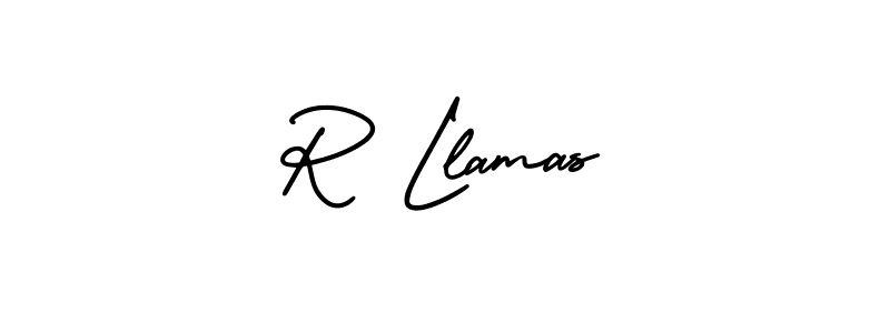 Make a beautiful signature design for name R Llamas. With this signature (AmerikaSignatureDemo-Regular) style, you can create a handwritten signature for free. R Llamas signature style 3 images and pictures png