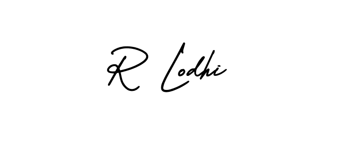 You should practise on your own different ways (AmerikaSignatureDemo-Regular) to write your name (R Lodhi) in signature. don't let someone else do it for you. R Lodhi signature style 3 images and pictures png
