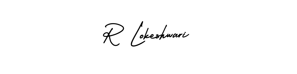 R Lokeshwari stylish signature style. Best Handwritten Sign (AmerikaSignatureDemo-Regular) for my name. Handwritten Signature Collection Ideas for my name R Lokeshwari. R Lokeshwari signature style 3 images and pictures png
