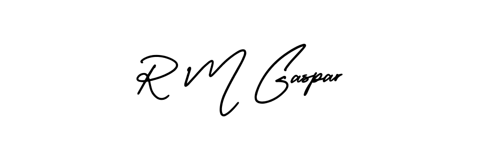 How to make R M Gaspar name signature. Use AmerikaSignatureDemo-Regular style for creating short signs online. This is the latest handwritten sign. R M Gaspar signature style 3 images and pictures png